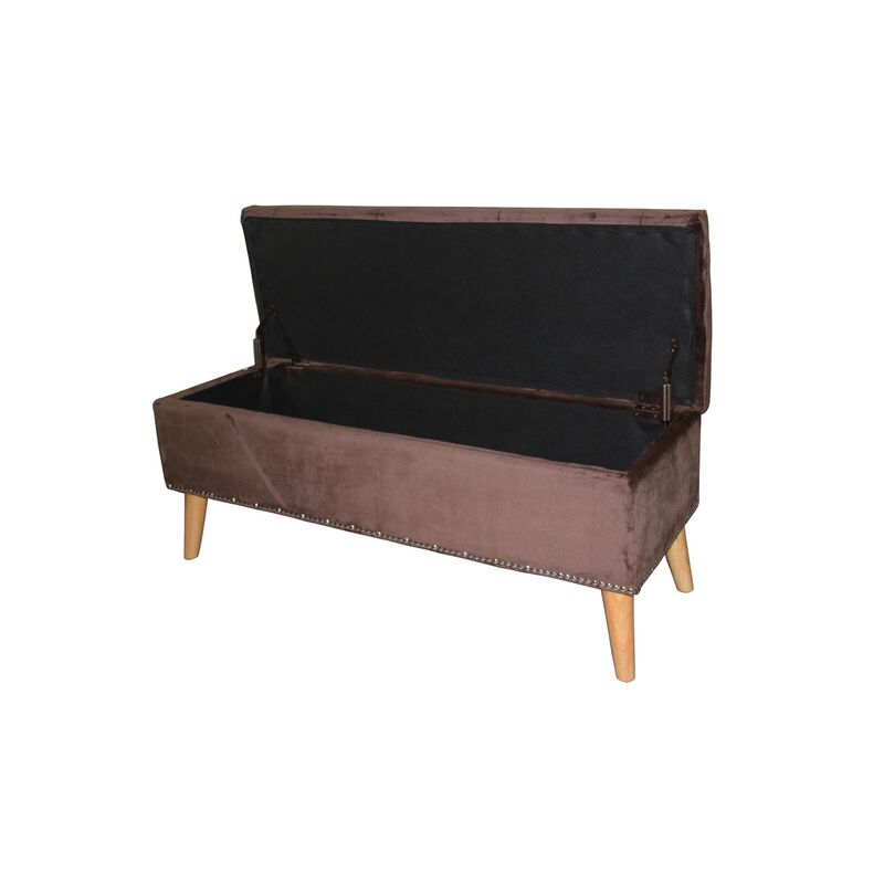 Premium Suede Upholstered Storage Bench &ndash; Comfortable Ottoman with Storage Space image number 2
