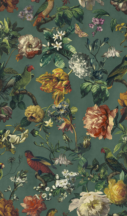 Claude Teal Floral Wallpaper