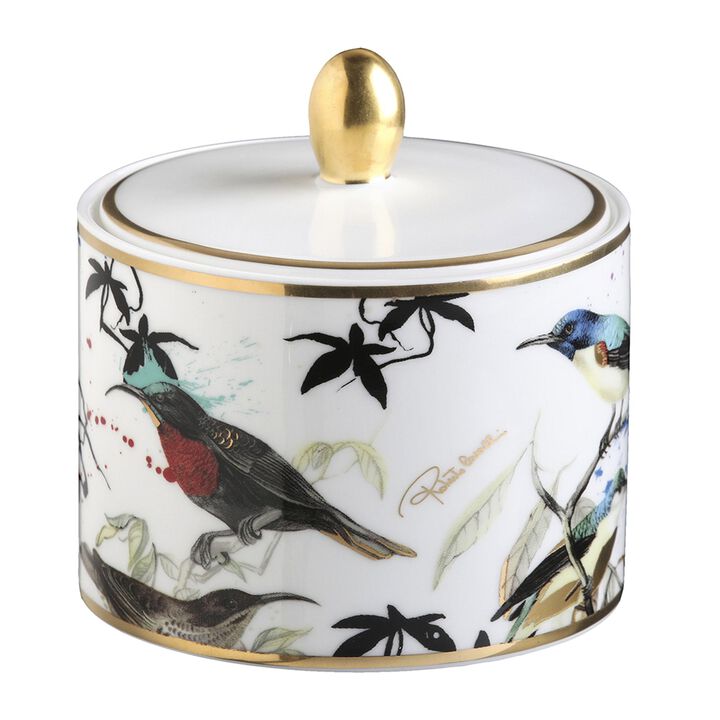 Sugar Pot GARDEN'S BIRDS   diam. 3.3", H 3.5"
