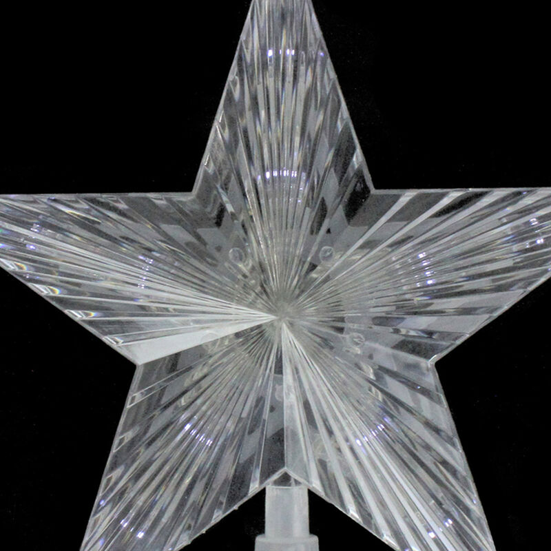 8" Pre-Lit Clear Crystal Star Christmas Tree Topper - Clear LED Lights