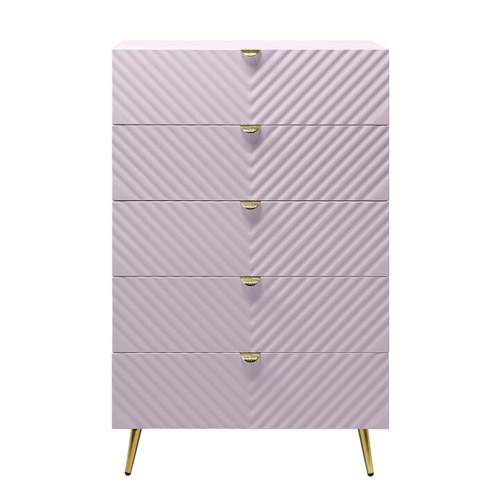 Acme Furniture Gaines Chest, Pink High Gloss Finish