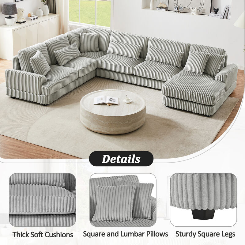 Merax Oversized Corduroy Sectional Sofa