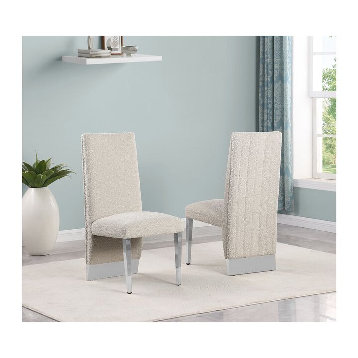 Best Quality Furniture Luxe Cream Boucle Side Chairs - Set Of 2