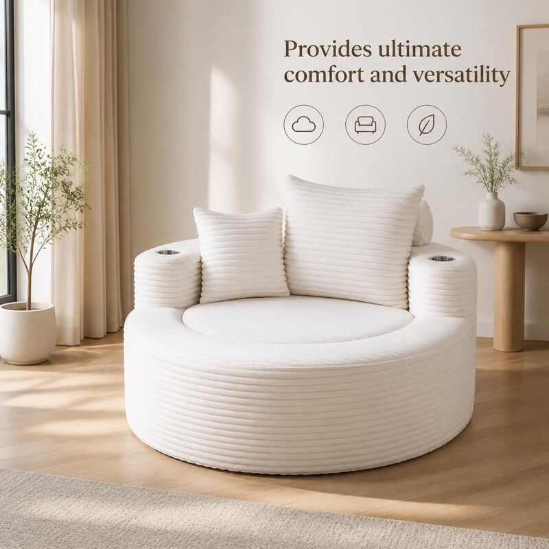 GOODSILO Round Multi-functional Memory Foam Sectional Cloud Sofa Bed Suitable for Small Living Spaces, Apartments and Home Offices image number 4