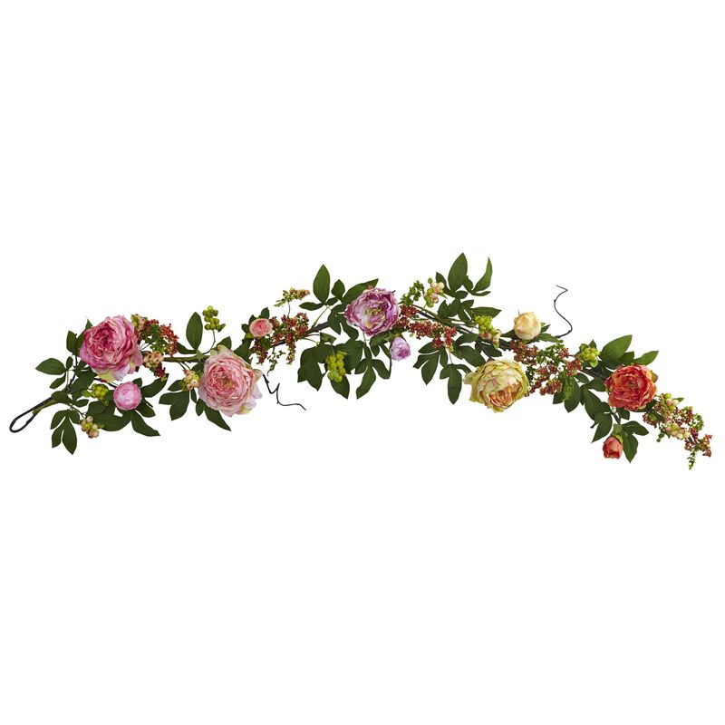 Hivvago 60'' Mixed Peony & Berry Garland