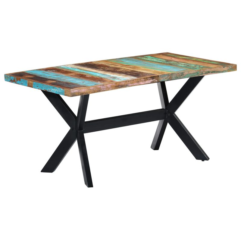 vidaXL Dining Table 63"x31.5"x29.5" Solid Reclaimed Wood image number 0