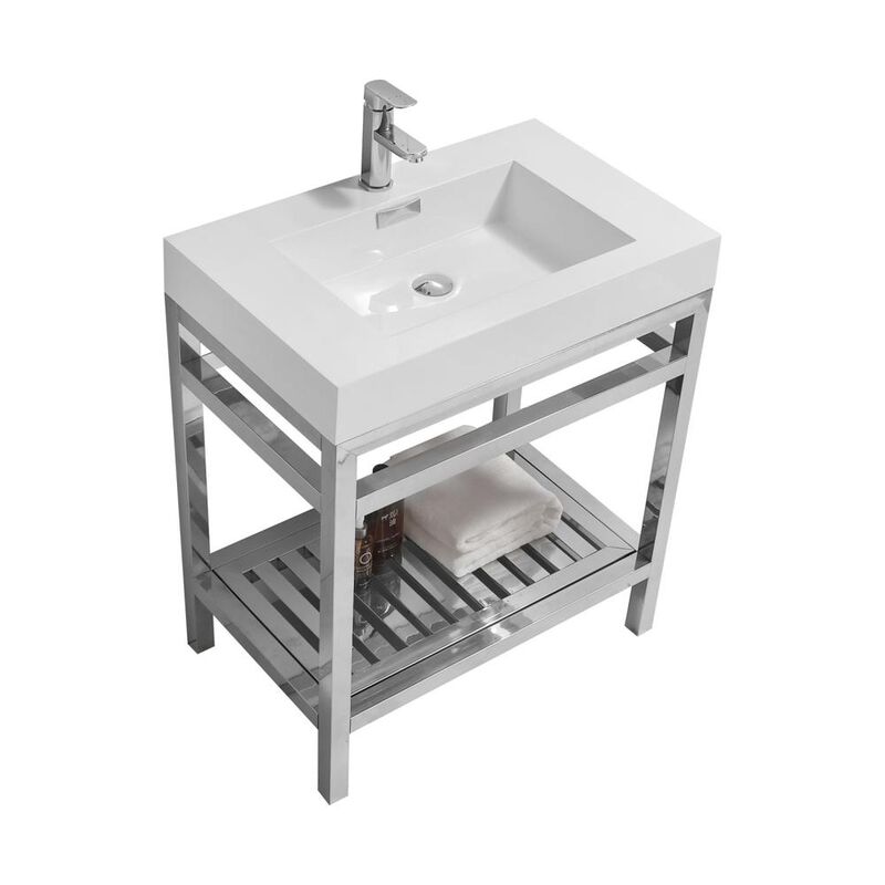 Kubebath Cisco 30 Stainless Steel Console with Acrylic Sink - Chrome