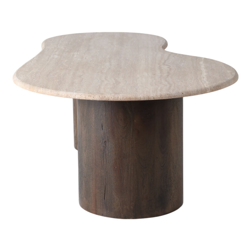 48x16 Curvy Travertine Top Coffee Table, Bwn 2bxs image number 2