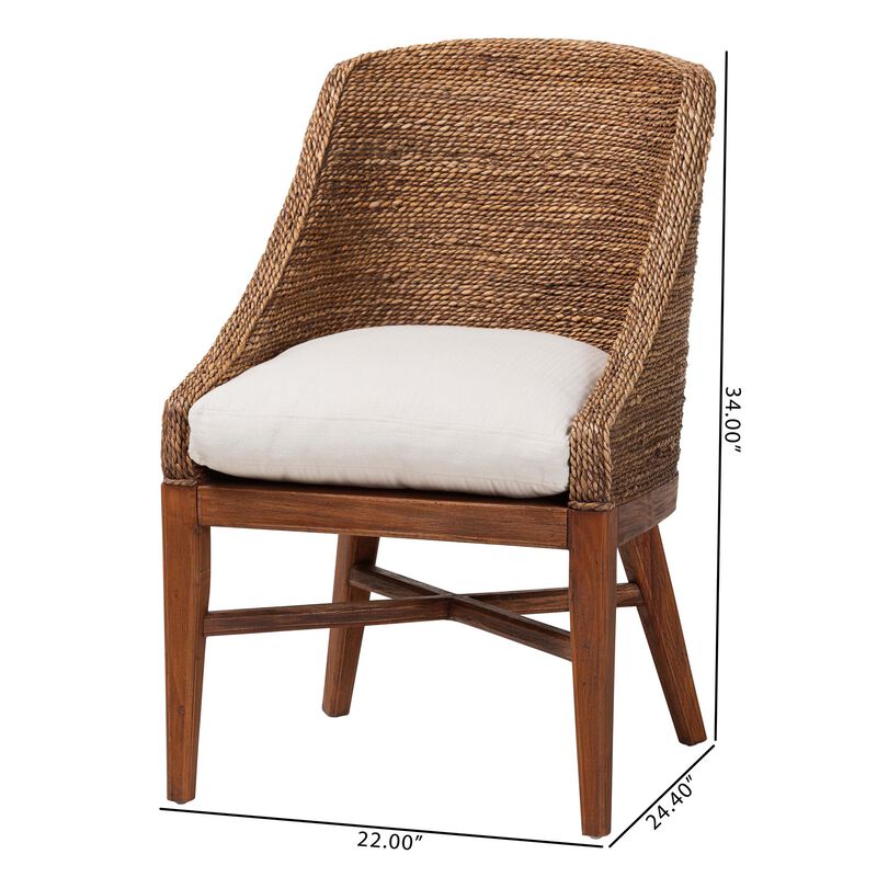 bali & pari Jasper Seagrass Dining Chair with Mahogany Wood Frame - Coastal Accent Chair with Woven Wingback and Cushioned Seat for Dining Room or Kitchen image number 8
