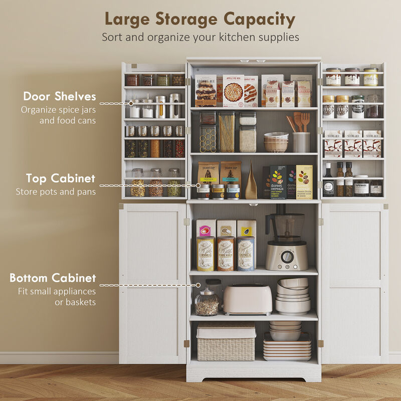 Hivvago Tall Pantry Cabinet with Adjustable and Door Shelves image number 3