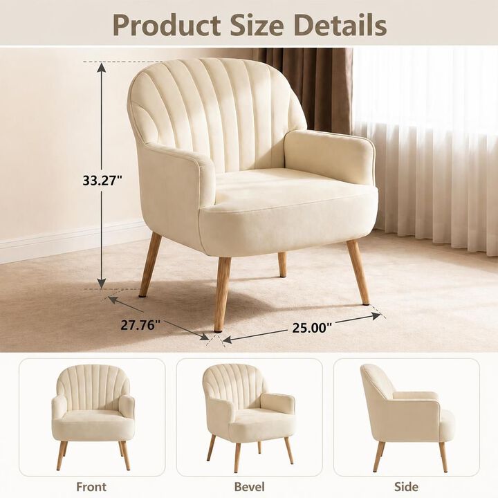 GOODSILO Velvet Upholstered Modern Accent Armchair, Comfortable Single Seating Chair for Living Room Bedroom Office Cafe and Waiting Room