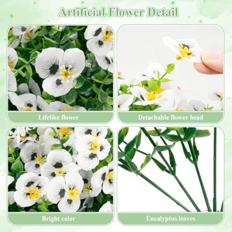 16 Bundle Artificial Eucalyptus Flowers UV Resistant Outdoor Garden Porch Decor image number 3