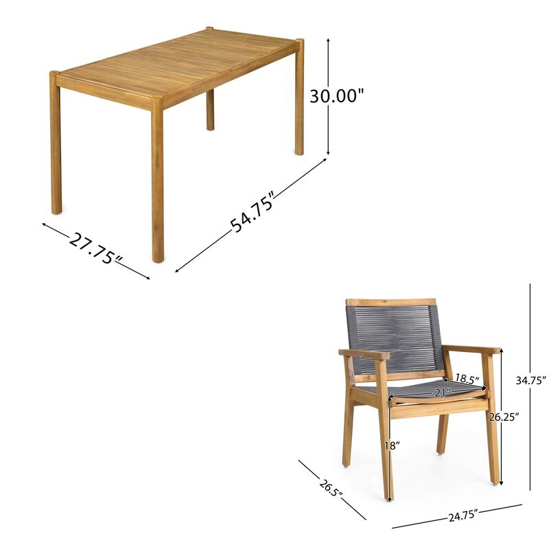 Kekges Outdoor Acacia Wood Dining Set image number 9