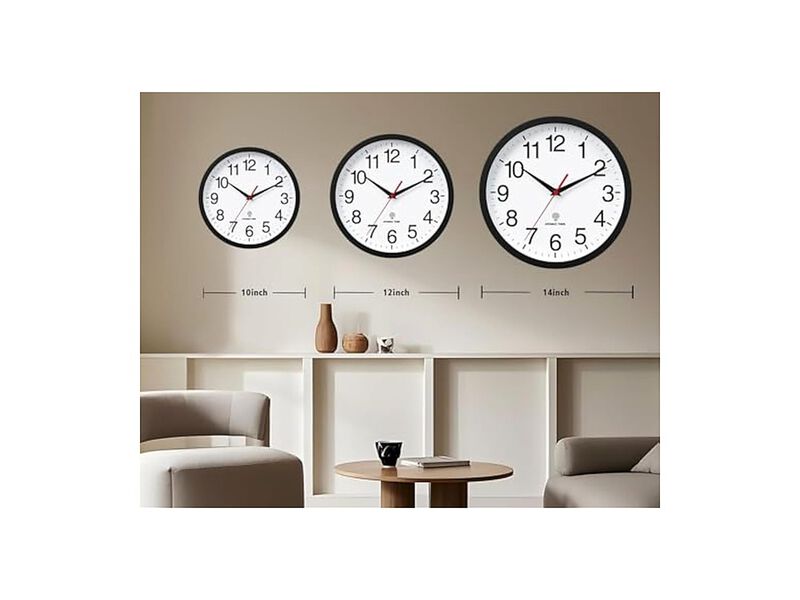Atomic Black Wall Clock 10 Inch Modern Battery Operated Living Room Decor image number 2