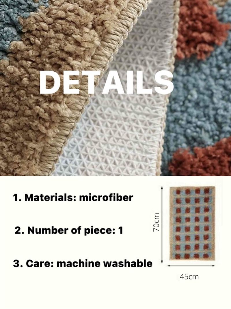 Ultra Soft Retro Whimsica Gridl Bath Rug, Machine-washable, Absorbent Mat