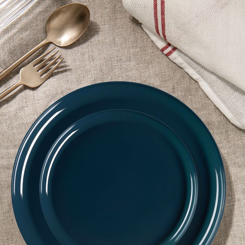 Navy Flat Round Plastic Dinnerware Value Set (40 Sets) image number 8