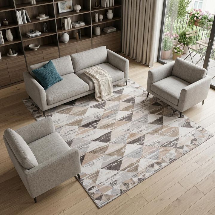 HomeRoots Abstract Distressed Area Rug