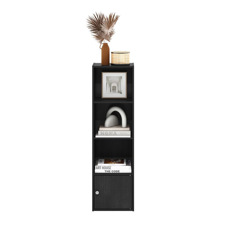 Furinno Luder Shelf Bookcase with 1 Door Storage Cabinet, Blackwood