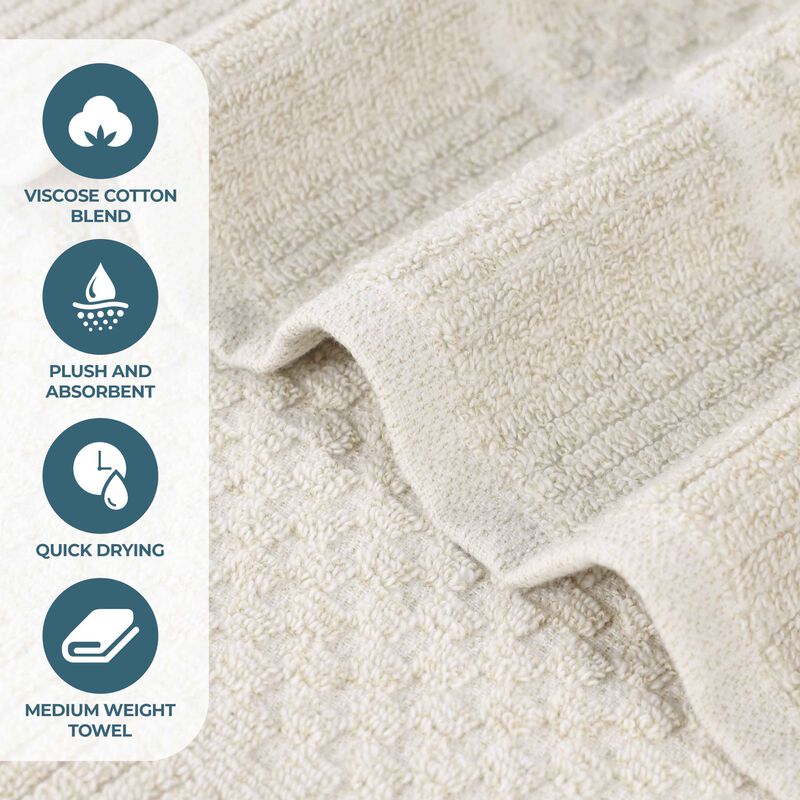 2-Piece Cotton Blend Bath Towel Set &ndash; Checkered & Rib Textured Towels image number 2