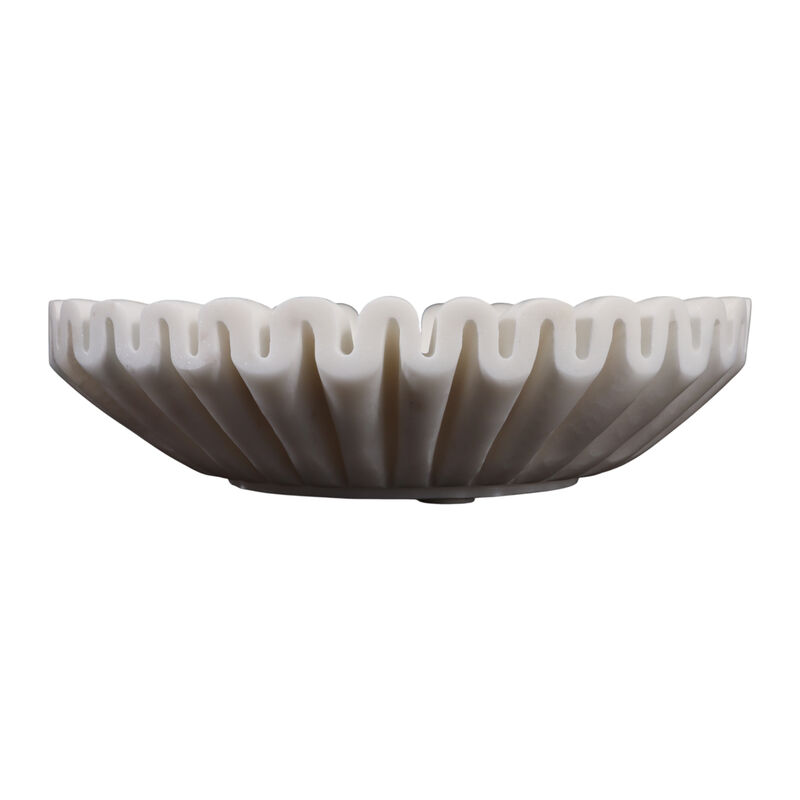 Marble 12" Pleated Bowl, White image number 3