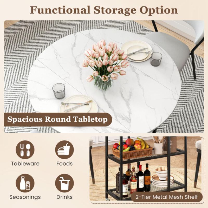 Hivvago Folding Round Dining Table with Lockable Wheels