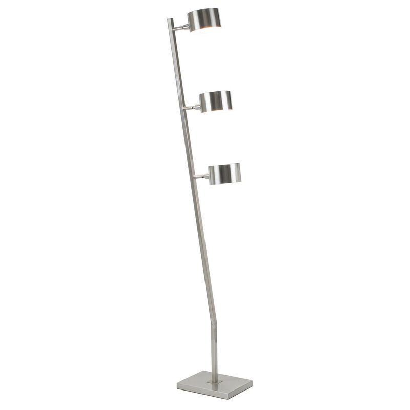 60 Inch Floor Lamp, 3 Drum Metal Shades, Modern Style, Silver Frame - Benzara