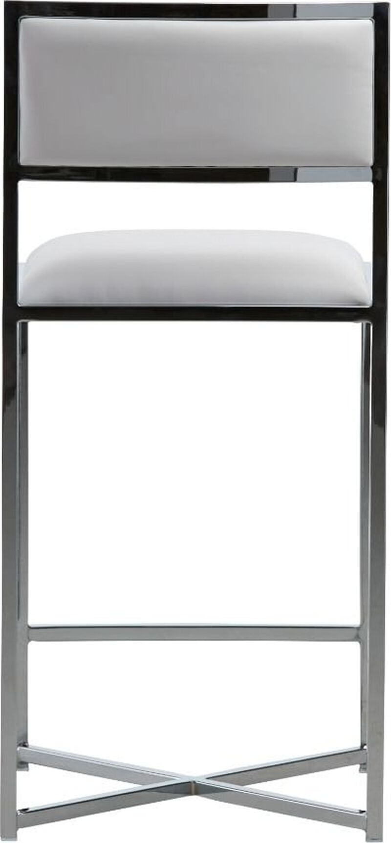 Amalfi X-Base Counter Stool in White Leather - Set of 2