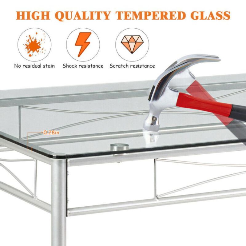 Hivvago 5 Pieces Dining Set Glass Table and 4 Chairs