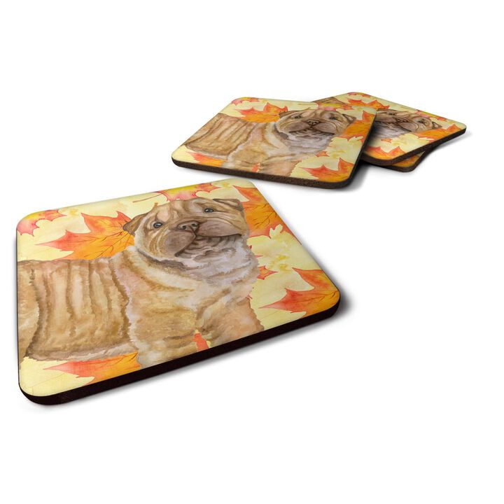 Caroline's Treasures Shar Pei Puppy Fall Decorative coasters, Multicolor