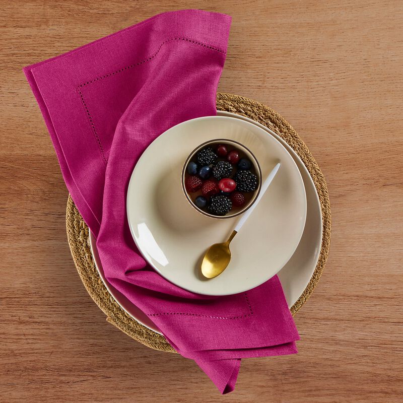 Solino Home 100% Pure Linen Dinner Napkins Set of 4 - Medium Weight Hemstitch