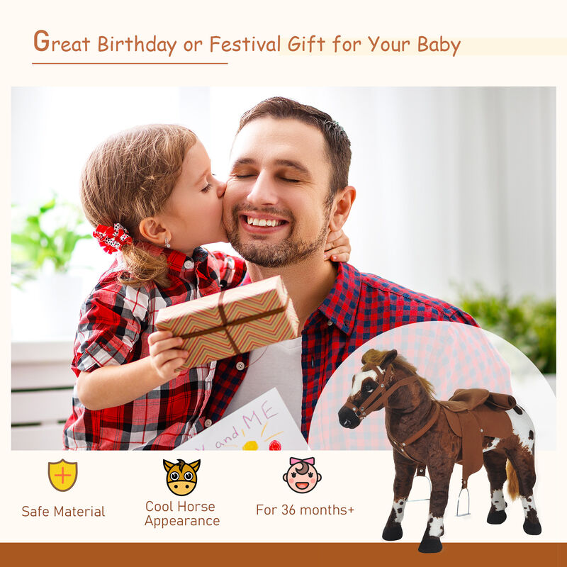 BreeBe Kids Stuffed Ride-On Horse with Realistic Sounds image number 3