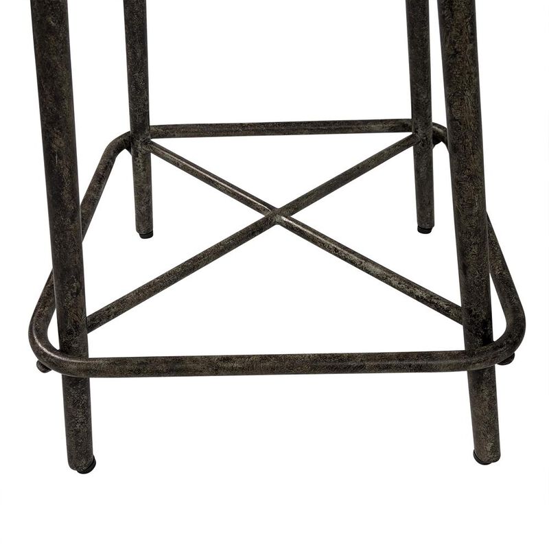 Carolina Living Illona 24 Counter Stool - Set of 2 - Natural Driftwood Seat - Aged Iron Base