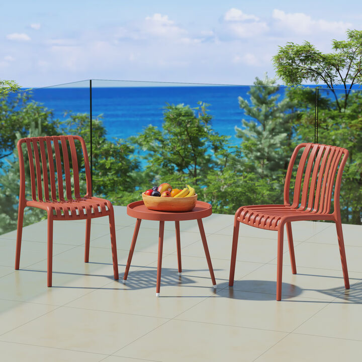 WestinTrends 3-Piece Outdoor Patio Bistro Balcony Furniture Set With Stackable Chairs