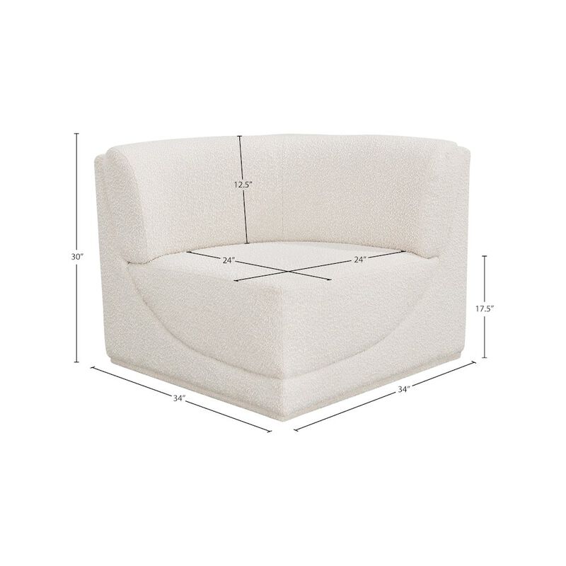 Meridian Furniture Ollie Cream Boucle Fabric Corner