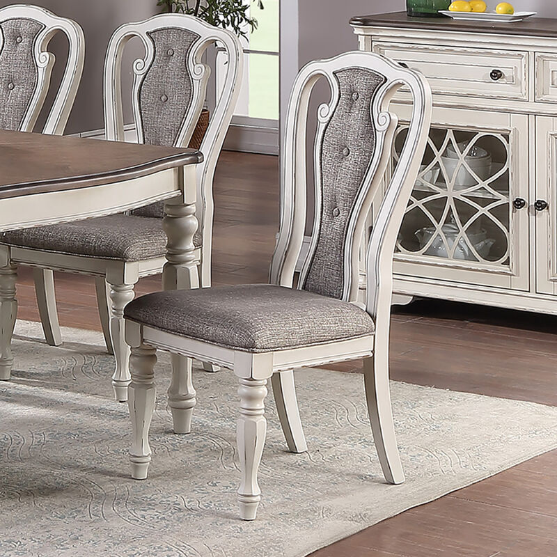 Streamdale Light Grey Fabric Upholstery Dining Chair, Vintage White, Set Of 2