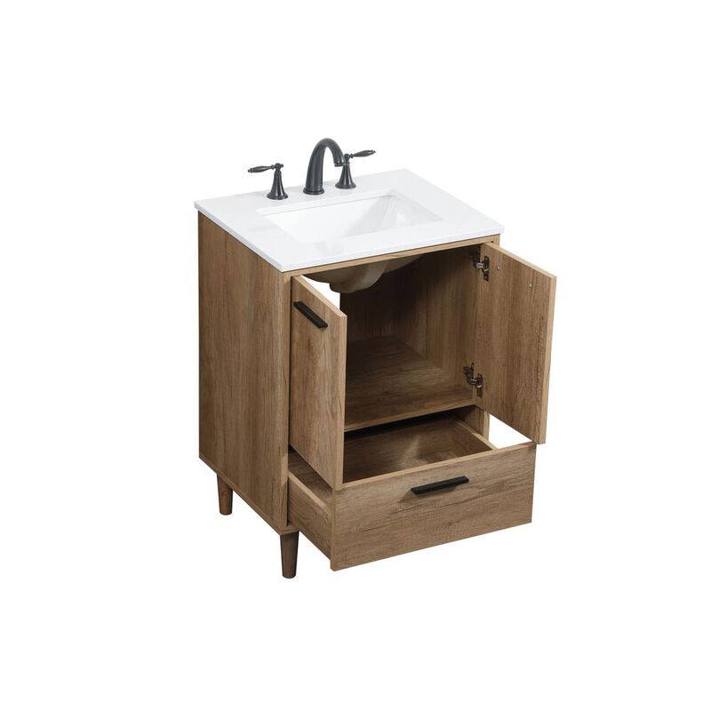 Elegant Kitchen and Bath 24 inch Single bathroom vanity in natural oak
