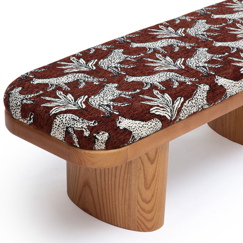 Ollie 48" Neutral Floral Jacquard Bench image number 3