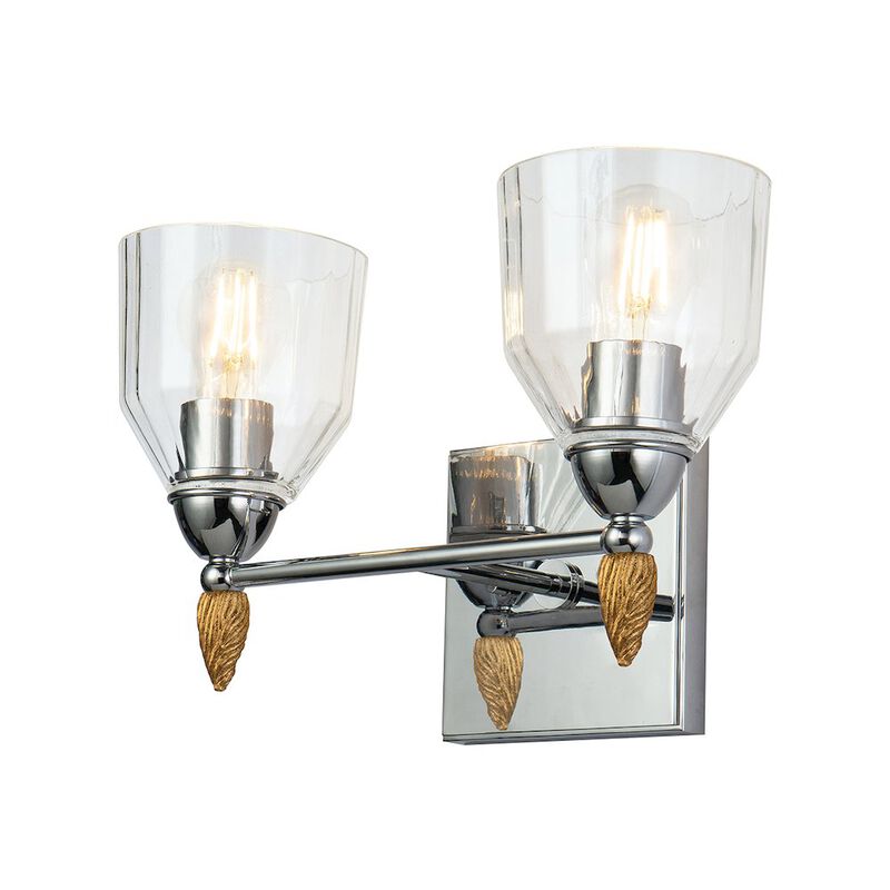 Lucas McKearn Felice 2 Light Vanity Light In Polished Chrome With Gold Accents