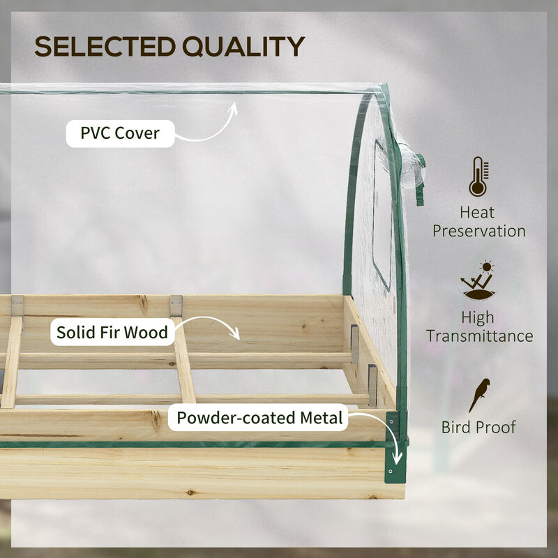 Hivvago Wooden Raised Planter Box with Greenhouse and Roll-Up Windows image number 6