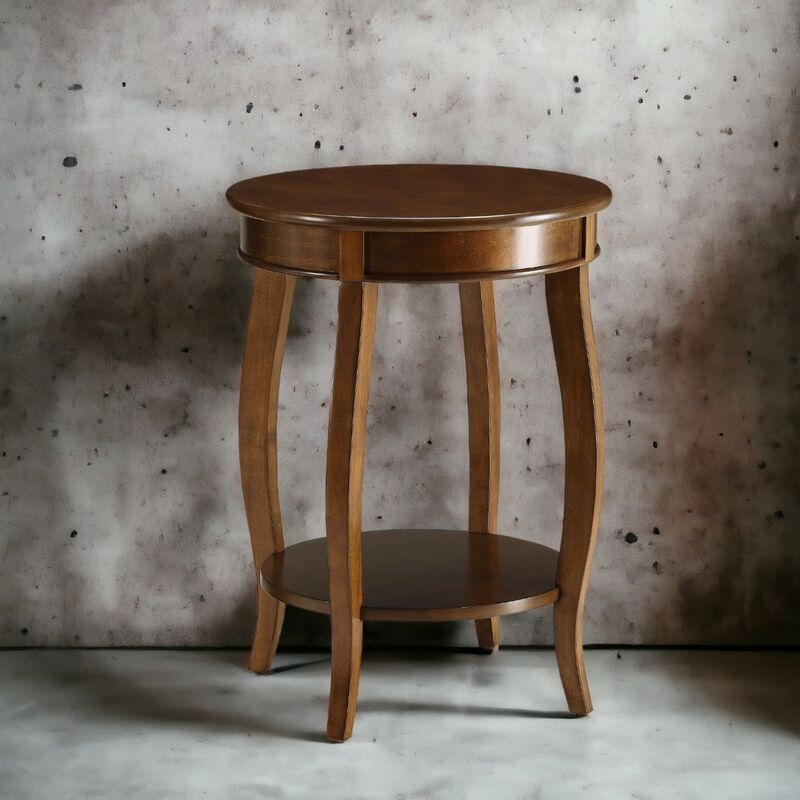 GOODSILO Elegant Round Leg Accent Table with Open Storage Shelf and Wooden Cabriole Leg Design image number 4