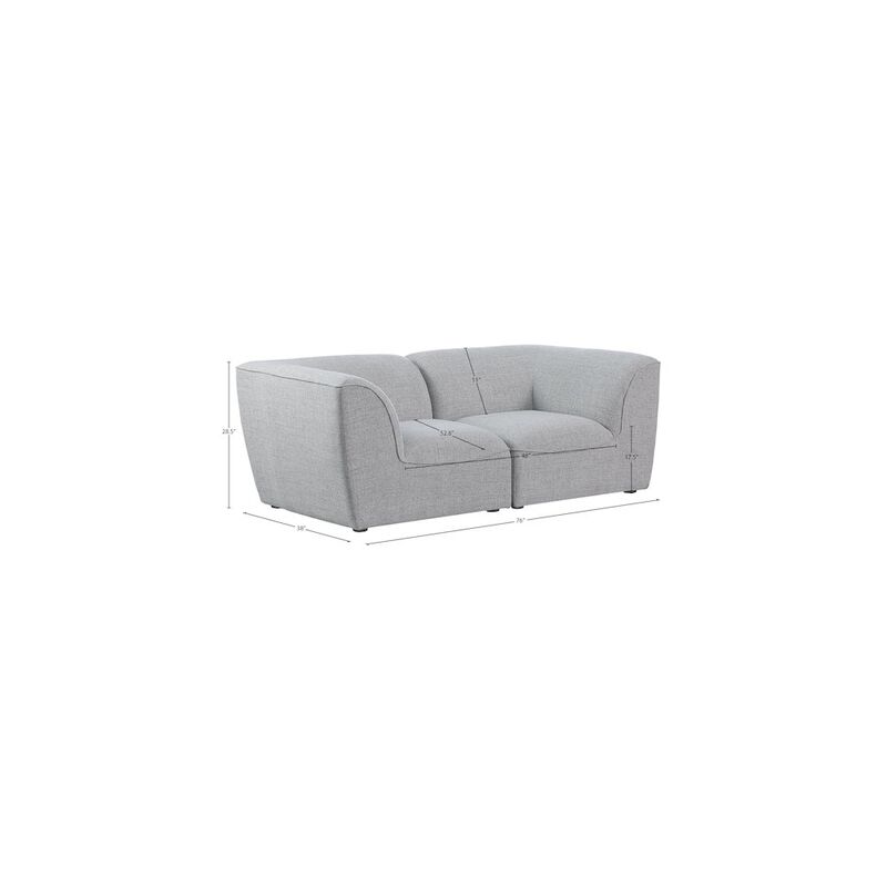Meridian Furniture Miramar Grey Durable Linen Textured Modular Sofa