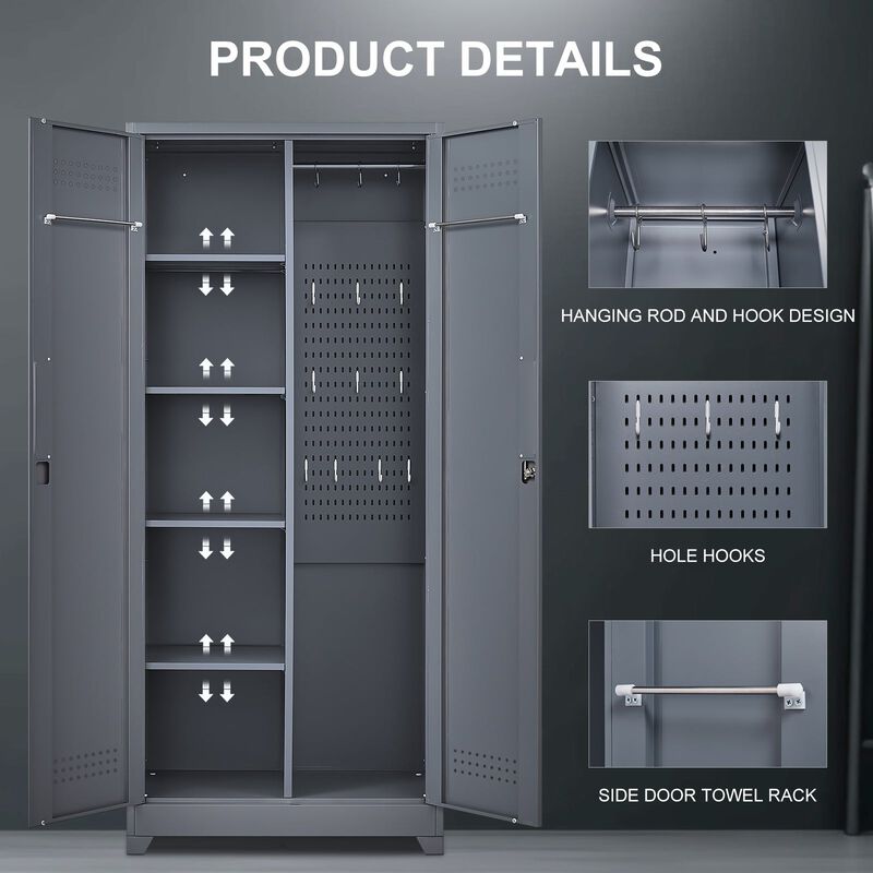 Metal Lockers Cleaning Tool Storage Cabinets With Locking Doors image number 4