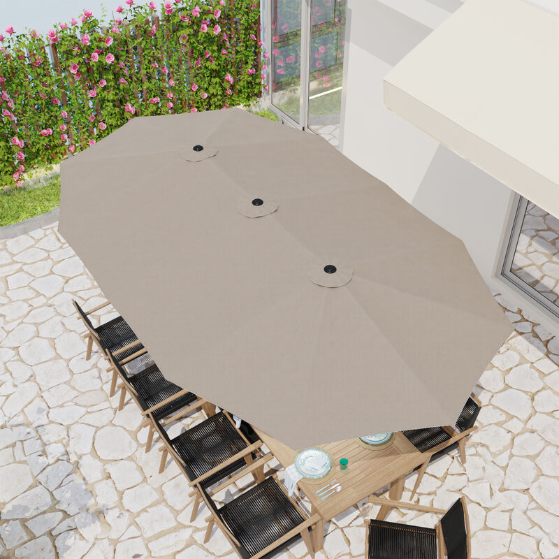 FUFU&GAGA 15ft Navy Blue Solar LED Double-Sided Patio Umbrella | Extra-Large Shade with Sturdy Base image number 4