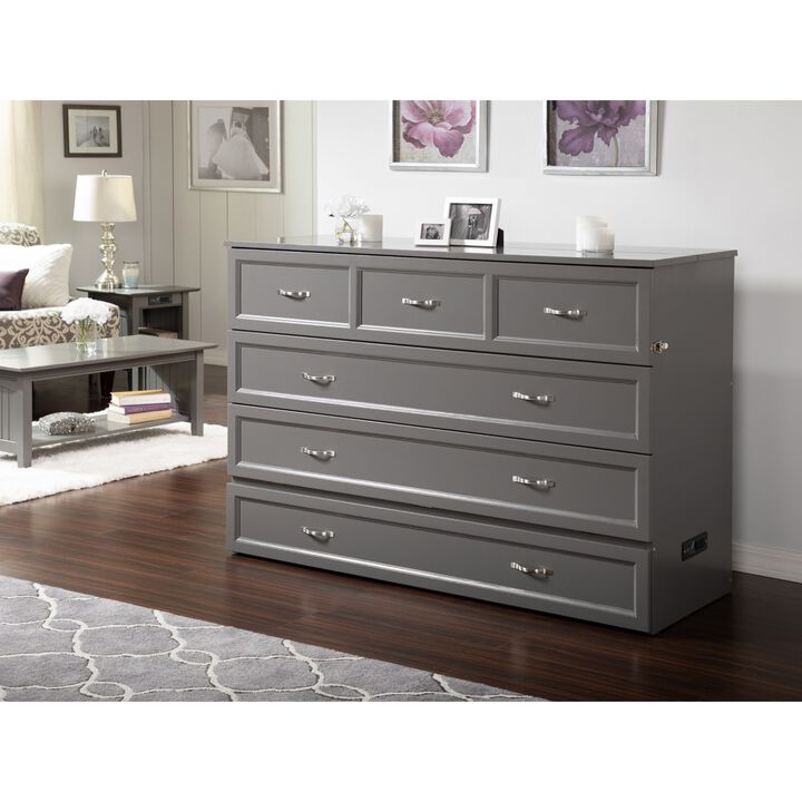 Deerfield Murphy Bed Chest Queen Greywith Charging Station