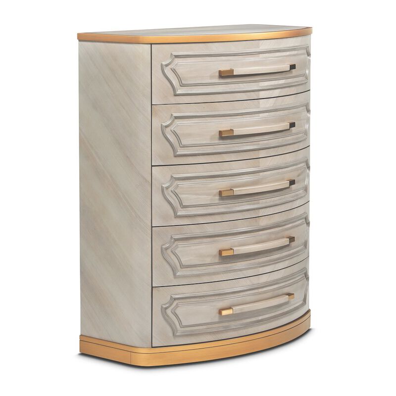 Michael Amini St. Charles 5-Drawer Highboy Chest - Dove Gray