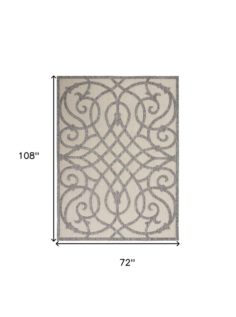 HomeRoots 6' X 9' Cream And Gray Trellis Indoor Outdoor Area Rug image number 6