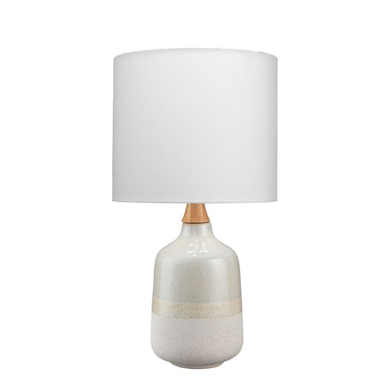 Table Lamp with Ceramic Bottle Shape Body, Cream - Benzara