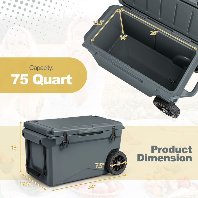 Quart Portable Cooler Rotomolded Ice Chest with Handles and Wheels image number 5