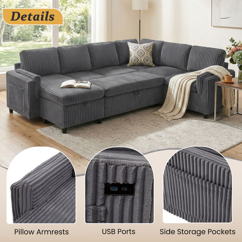 U-Shaped Sectional Sleeper Sofa image number 5