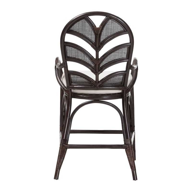 bali & pari Niven Natural Rattan Counter Stool with Cushion - Handwoven Wicker Accent Stool with Banana Leaf Backrest Design for Kitchen Island image number 3